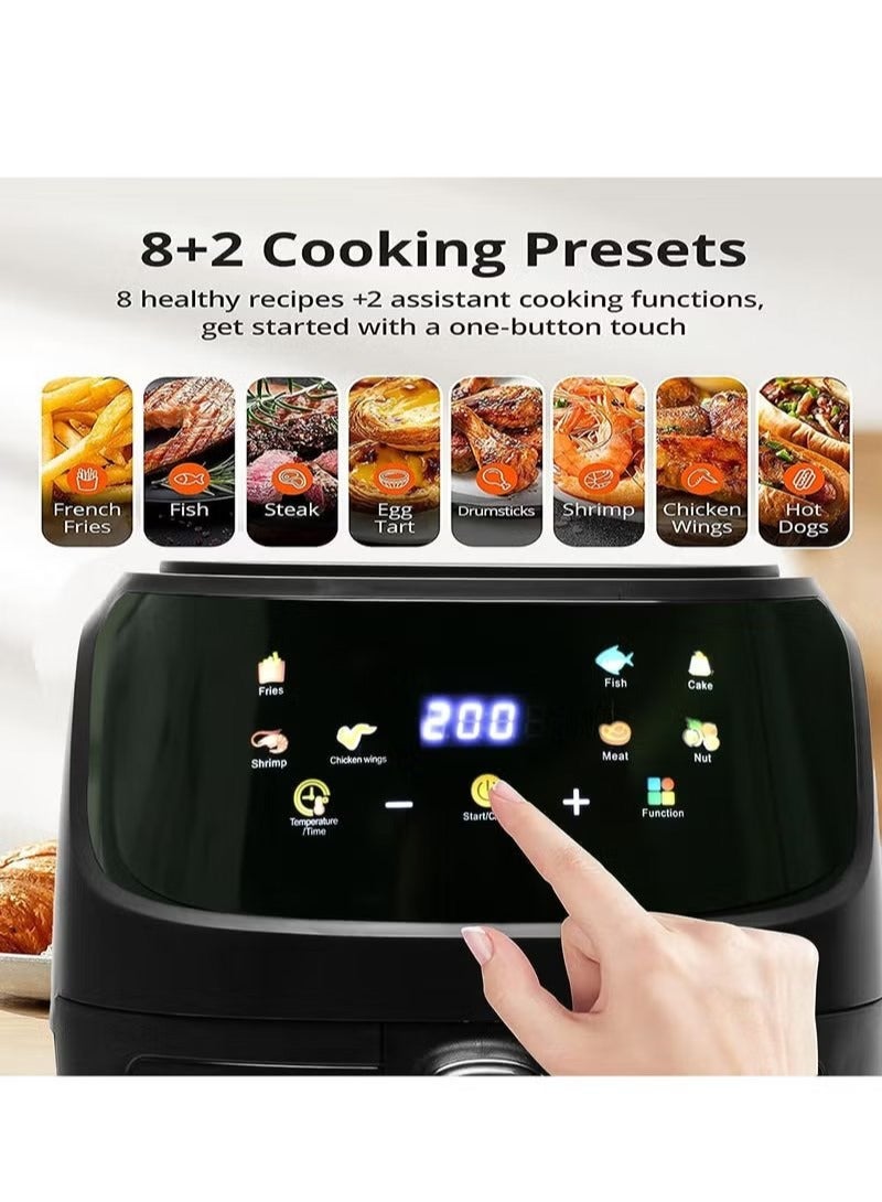 JAJEEK Air Fryer 8 Liter 2400W Extra Large Capacity Digital Touch Control Panel 8 Different Menu with Temperature Adjustable Instant Pot - Image 3