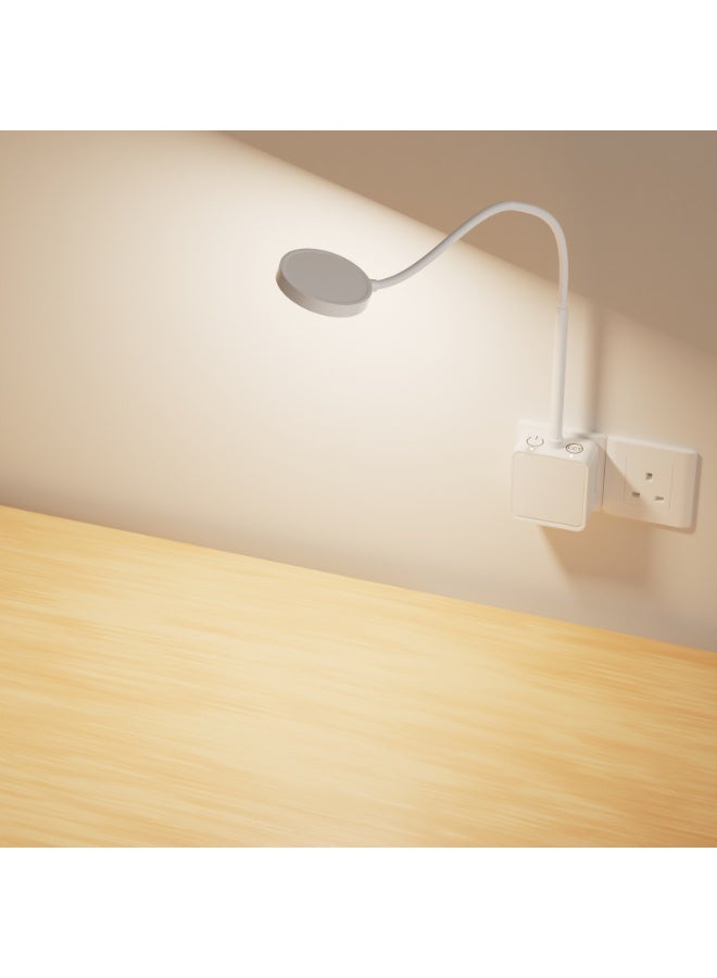 PRINCEWAY Plug In LED Wall Mounted Reading Light, Flexible Dimmable White Wall Sconce Light with Power Plug for Books in Bed, Two Touch Switches, 3 Lighting Color Modes, 110° Wide Lighting Angle - Image 1