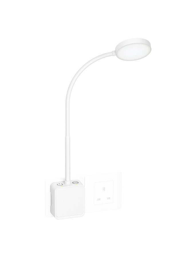 PRINCEWAY Plug In LED Wall Mounted Reading Light, Flexible Dimmable White Wall Sconce Light with Power Plug for Books in Bed, Two Touch Switches, 3 Lighting Color Modes, 110° Wide Lighting Angle - Image 2