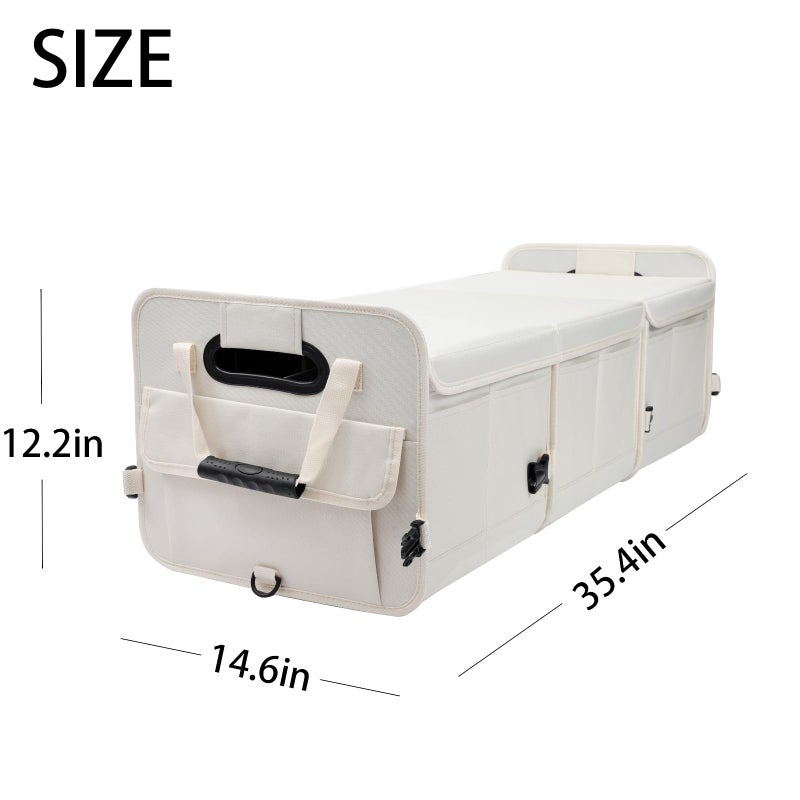 AOKJOY Car Trunk Organizer with Lid Storage Collapsible Multi Compartment Adjustable Straps for SUV, Truck, Sedan(Black) XL - Image 4