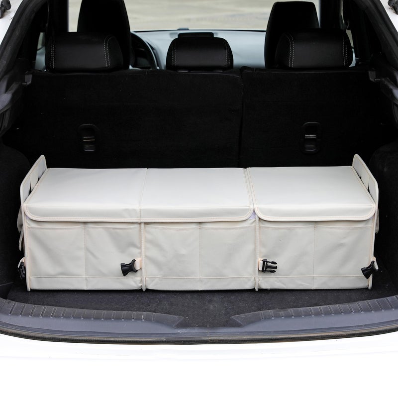 AOKJOY Car Trunk Organizer with Lid Storage Collapsible Multi Compartment Adjustable Straps for SUV, Truck, Sedan(Black) XL - Image 3
