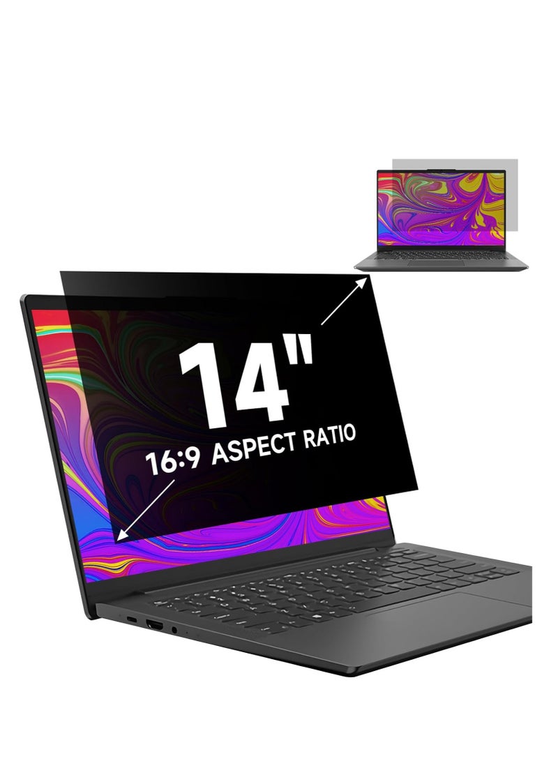Laptop Privacy Screen 14 Inch 16:9 Aspect, Anti Blue Light Glare Removable Slide Mount Tabs Privacy Filter Screen Protector for 14Inch Laptop,  Generic Computer Moniter Privacy Shield 14 in  - Image 1