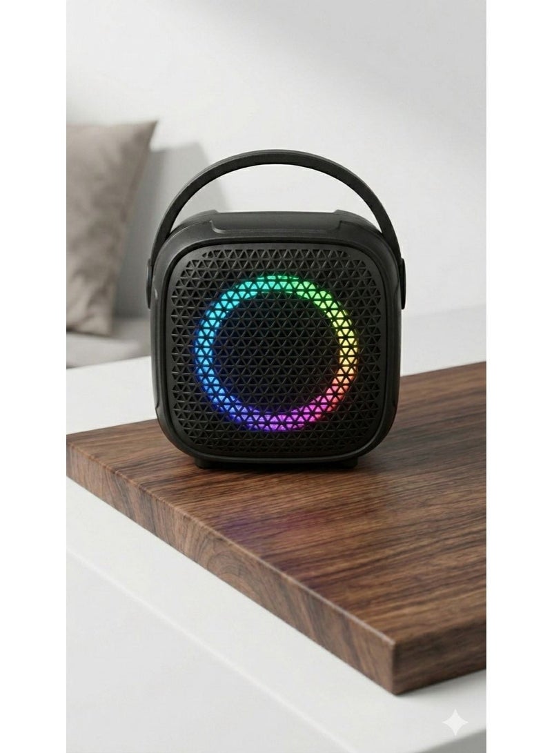 singe Portable mini sound speaker, High-volume loudspeaker, Travel-friendly compact bag-sized speaker, 8W Portable Bluetooth speaker with colorful RGB lights, Wireless Super Bass speaker with clear and powerful sound, Multimedia speaker with integrated carry handle, Portable handheld speaker, 3-inch high-performance loudspeaker, Supports USB flash drive and TF memory card and Microphone input, Built-in 800mAh rechargeable battery, Lightweight mini home party speaker, Stereo speaker for trips and events, Compatible with all smartphones and tablets, Glowing speaker with modern and stylish design, High-quality mobile speaker for audio and music, Portable speaker for outdoor trips and family outings, Luminous Bluetooth speaker supporting all media modes. - Image 2