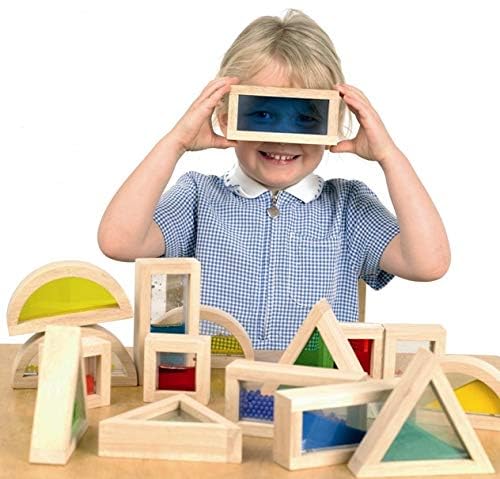Kvintes Large Wooden Building Blocks for Toddlers Baby Kids 16 Pcs Rainbow Blocks Geometry Sensory Stacking Construction Toys Set Colorful Preschool Learning Educational Toys for Boys & Girls… - Image 3