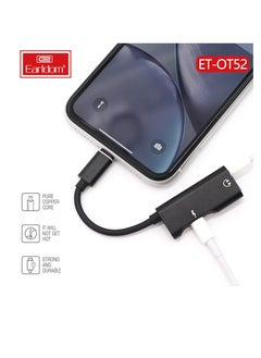 Earldom ET-OT52 2-in-1 Lightning Adapter To Lightning Charger And AUX 3.5mm - Black  - Image 5