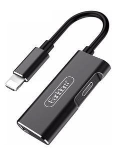 Earldom ET-OT52 2-in-1 Lightning Adapter To Lightning Charger And AUX 3.5mm - Black  - Image 1