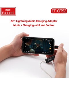 Earldom ET-OT52 2-in-1 Lightning Adapter To Lightning Charger And AUX 3.5mm - Black  - Image 3