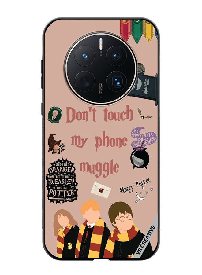 VR CREATIVE Protective Case Cover For Huawei Mate 50 Pro Don't Touch My Phone Muggle Design Multicolour - Image 1