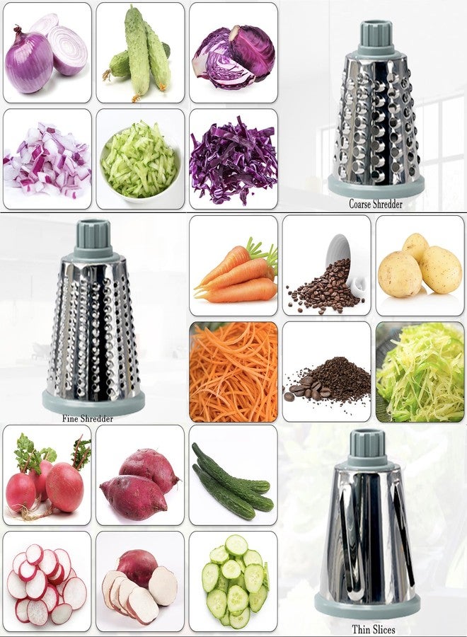 YOUCZON Cheese Grater,Rotary Cheese Grater Multi-Purpose Stainless Steel Cheese Shredder - Cheese Grater With handle Effortless Grating of Cheese, Vegetables, and Fruits (blue) - Image 4