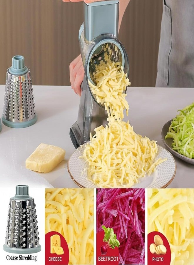 YOUCZON Cheese Grater,Rotary Cheese Grater Multi-Purpose Stainless Steel Cheese Shredder - Cheese Grater With handle Effortless Grating of Cheese, Vegetables, and Fruits (blue) - Image 2