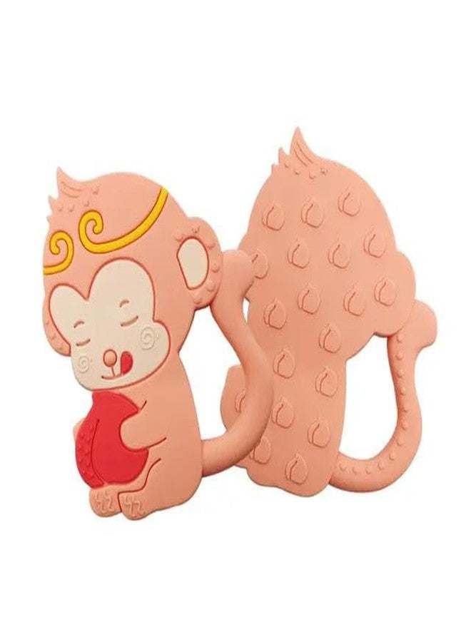 Rukan Teether 0 to 6 Months Baby Toys Multi Textured Soft Newborn Chew Toy for Soothe Gums, Perfect for 6 to 12 Months BPA Free, Easy to Clean - NO Choke Design Safe Monkey & Hen (Orange) 2-Pack - Image 4