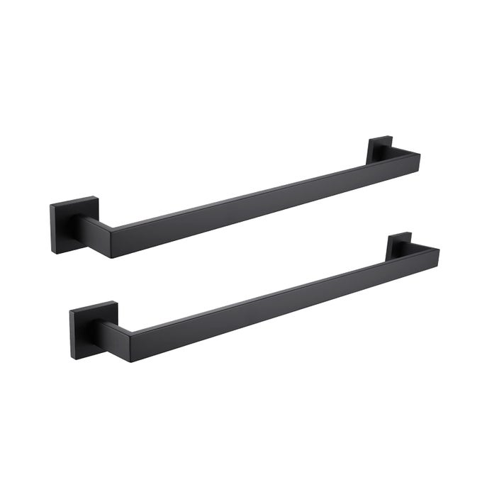 2 PACK BATH TOWEL BARS MATTE BLACK 24INCH BATHROOM TOWEL RAIL SQUARE TOWEL RACKS KITCHEN TOWEL HOLDERS STAINLESS STEEL TOWEL RODS WALL MOUNT TOWEL HANGERA88046MB