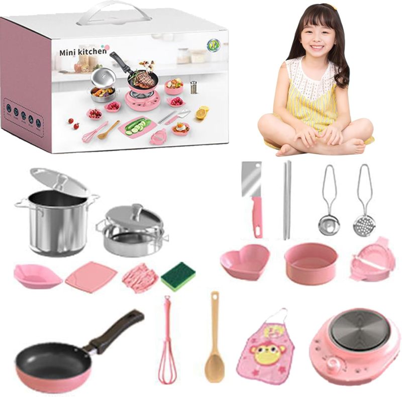 Kids Kitchen Set: 22-Piece Pink High Capacity - Authentic Interactive Cooking Kids Kitchen Playset for Beginner Chefs Aged 7-14 - Image 1