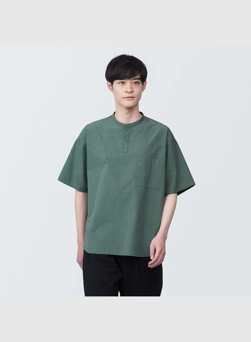 MUJI Cool Touch Henry Neck Short Sleeve Woven T-Shirt