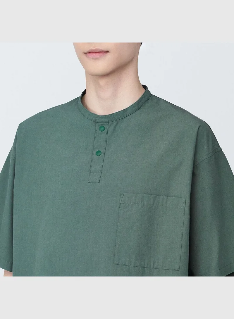 MUJI Cool Touch Henry Neck Short Sleeve Woven T-Shirt