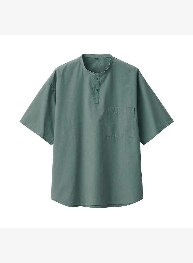 MUJI Cool Touch Henry Neck Short Sleeve Woven T-Shirt