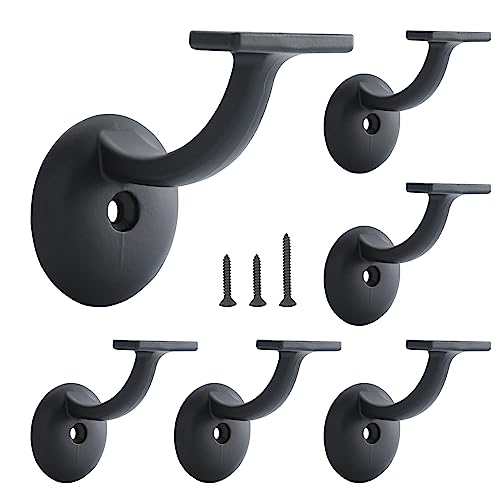 HOME MASTER HARDWARE Heavy Duty Stair Brackets, Hand Rail Bracket for Stairways, Home or Office Stair Support Handrail Brackets Hardware, Matte Black, 2 Pack - Image 1