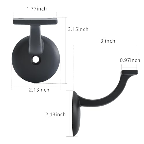 HOME MASTER HARDWARE Heavy Duty Stair Brackets, Hand Rail Bracket for Stairways, Home or Office Stair Support Handrail Brackets Hardware, Matte Black, 2 Pack - Image 5