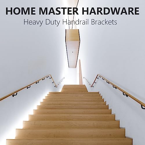 HOME MASTER HARDWARE Heavy Duty Stair Brackets, Hand Rail Bracket for Stairways, Home or Office Stair Support Handrail Brackets Hardware, Matte Black, 2 Pack - Image 4