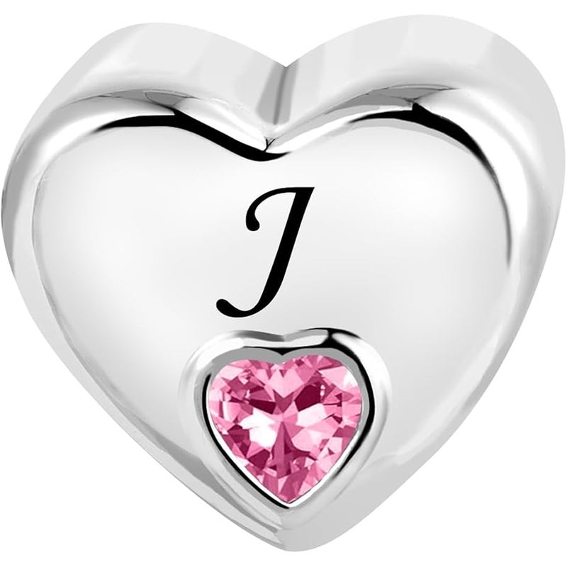 KunBead Initial A-Z Letter Love Pink Heart Alphabet Bead Charms Compatible with Pandora Charm Bracelets for Women - Image 2