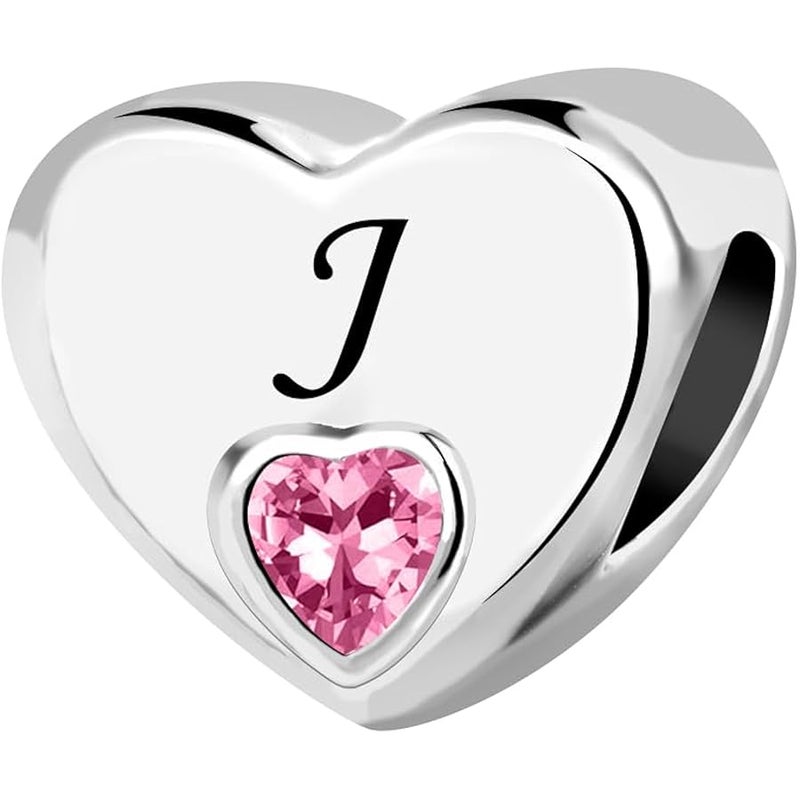 KunBead Initial A-Z Letter Love Pink Heart Alphabet Bead Charms Compatible with Pandora Charm Bracelets for Women - Image 1
