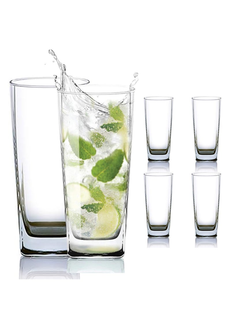أكواب شرب فاخرة عالية الجودة (مجموعة من 6 أكواب سعة 300 مل، أكواب زجاجية شفافة طويلة، أكواب كوكتيل، خالية من الرصاص، زجاج للمطبخ) - Image 1