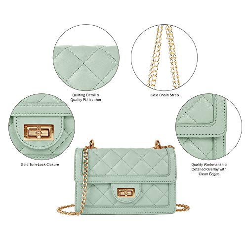 SG SUGU Small Quilted Crossbody Bag, Trendy Designer Shoulder Bag, Phone Wallet Purse for Women (Mint) - Image 5