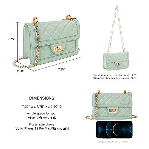 SG SUGU Small Quilted Crossbody Bag, Trendy Designer Shoulder Bag, Phone Wallet Purse for Women (Mint) - Image 3