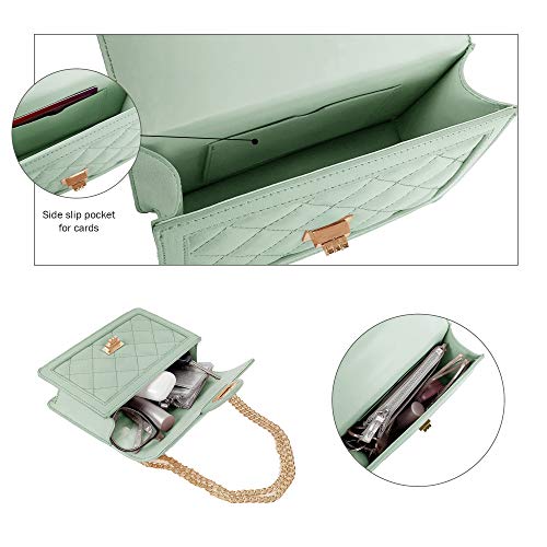 SG SUGU Small Quilted Crossbody Bag, Trendy Designer Shoulder Bag, Phone Wallet Purse for Women (Mint) - Image 4
