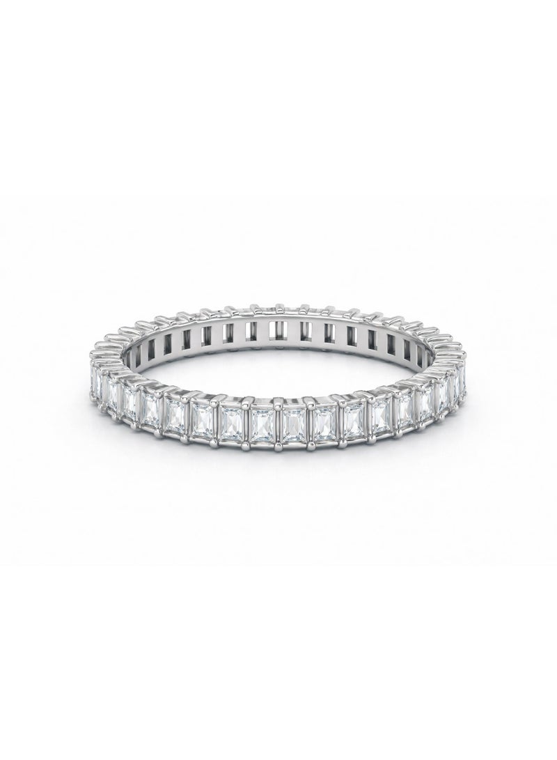 Fine Silver 925 Sterling Silver Women's Full Eternity Band with Sparkling White Baguette-Cut Zirconia - Image 1