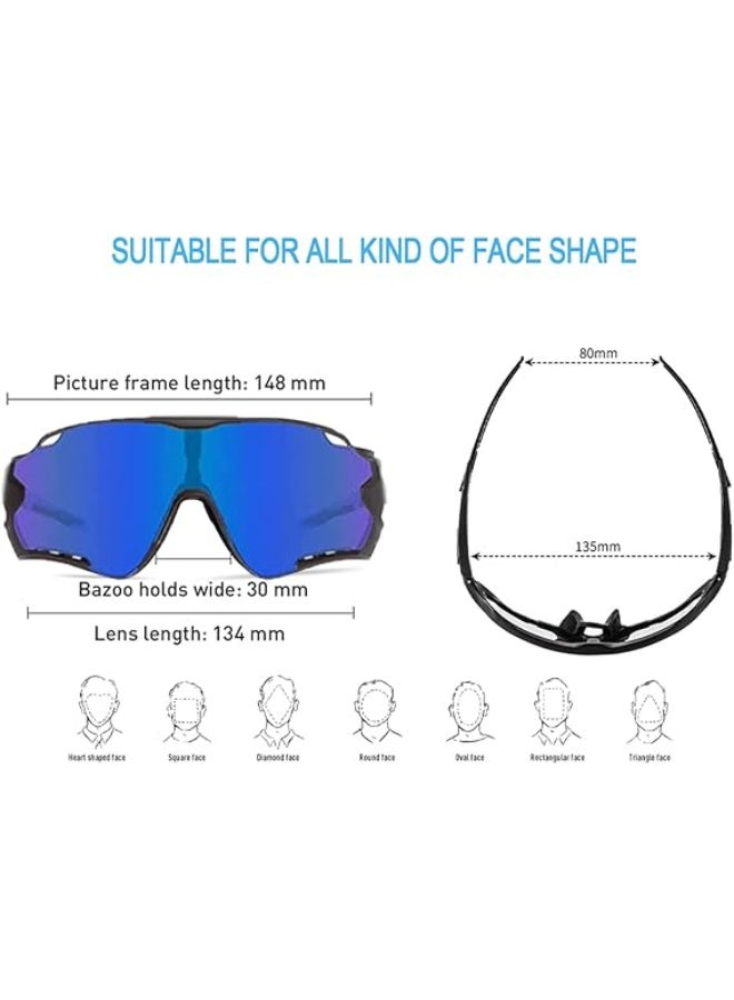 نظارات ركوب الدراجات المستقطبة، نظارات شمسية رياضية مستقطبة للحماية من الأشعة فوق البنفسجية للرجال والنساء، نظارات ركوب الدراجات TR90، ركوب الدراجات، البيسبول، الصيد، التزلج، الجري، الجولف (أزرق) - Image 3