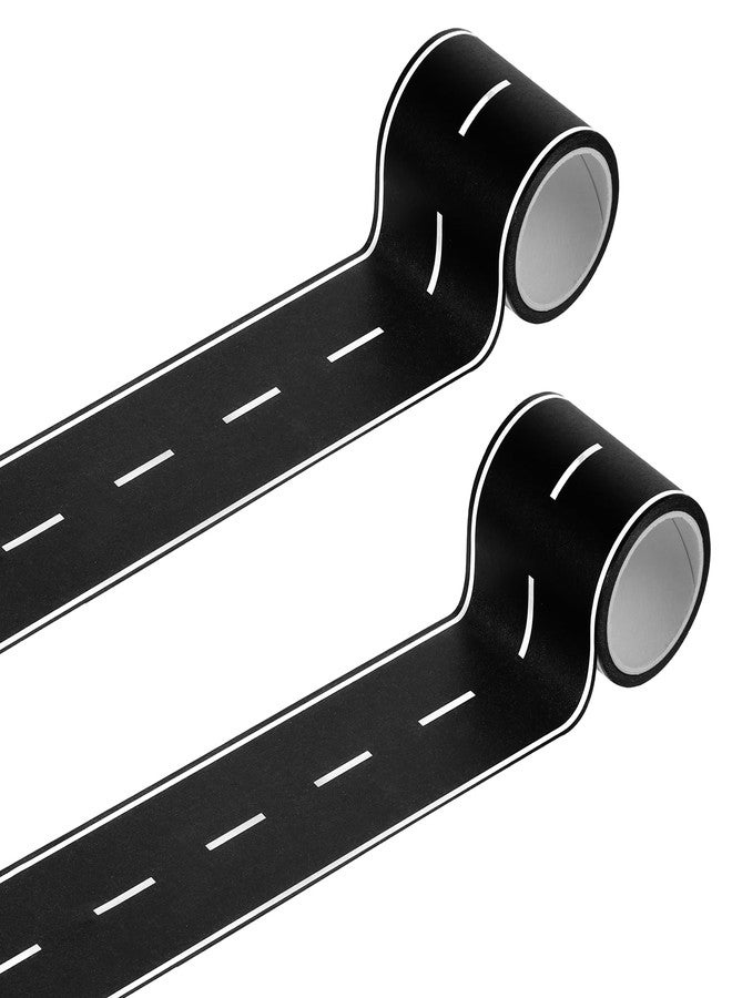 Gtziqa 2 Pack Black Road Track Tape, 32.8 Ft Long x 2 In Wide Toy Car Track Roadway Finish Line Tapes for Kids, No Residue Easy to Tear Table Runner Road Sticker for Race Car Birthday Party Decorations - Image 1
