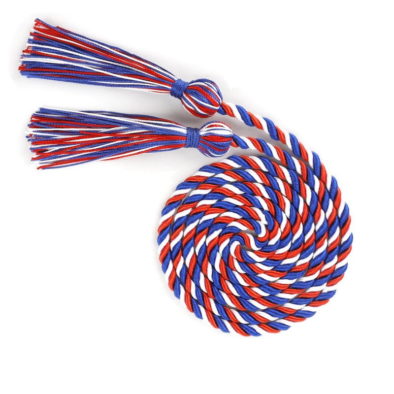 WSepascI Graduation Cords Cords for Graduation 2026 Red Blue and White Graduation Honor Cord 68 Inch Rayon Braided Cord Honor Ropes with Tassels for 2026 Graduation Decorations for Students Master Doctoral - Image 3