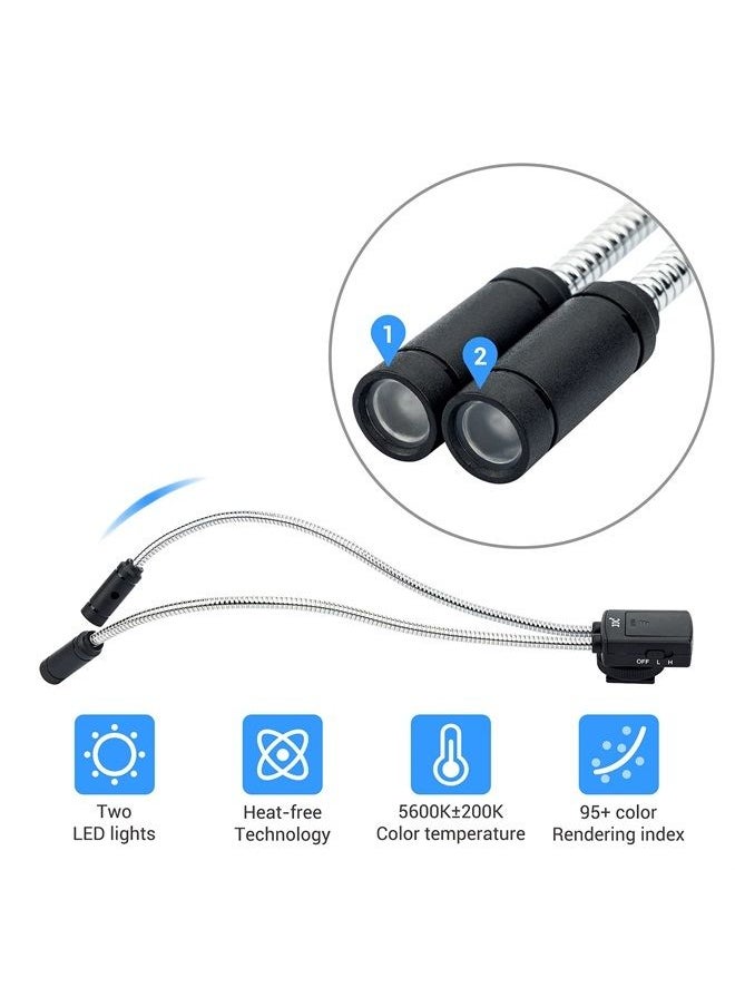 JJC - Ultra-Adjustable LED Macro Arm Light for Insect Plant Jewelry Food Shooting, 5 Brightness CRI 95+ Macro Photography Lighting with Shoe Mount for Canon Nikon Sony DSLR Cameras - Image 1
