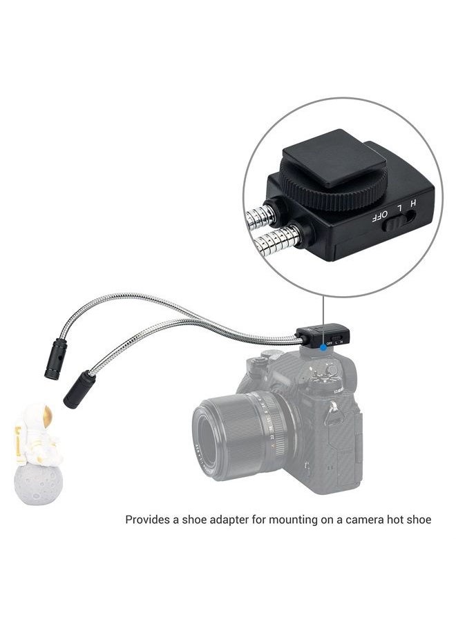 JJC - Ultra-Adjustable LED Macro Arm Light for Insect Plant Jewelry Food Shooting, 5 Brightness CRI 95+ Macro Photography Lighting with Shoe Mount for Canon Nikon Sony DSLR Cameras - Image 1
