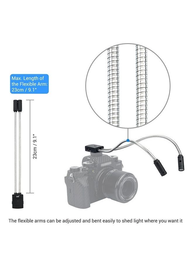 JJC - Ultra-Adjustable LED Macro Arm Light for Insect Plant Jewelry Food Shooting, 5 Brightness CRI 95+ Macro Photography Lighting with Shoe Mount for Canon Nikon Sony DSLR Cameras - Image 1