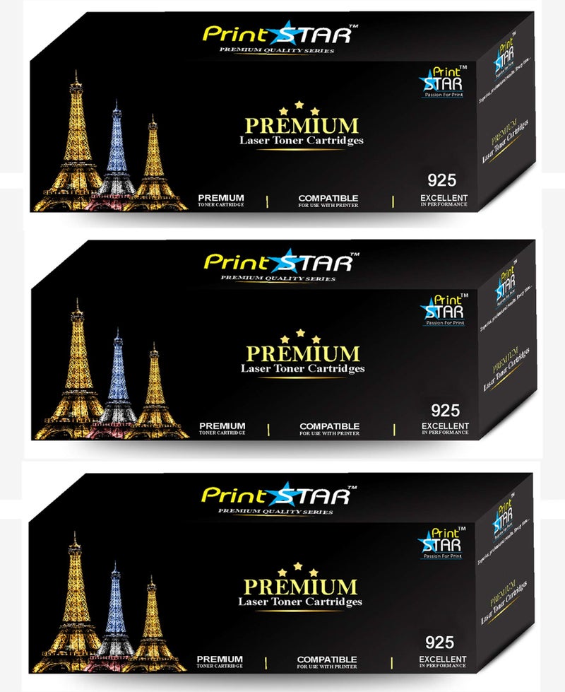 Print Star Canon 925 Black Toner Cartridge | Compatible Replacement for Canon LBP6018B, ImageClass MF3010, L100, L110, L200, L210, L300, L350 Laser Printers (Pack of 3) - Image 1