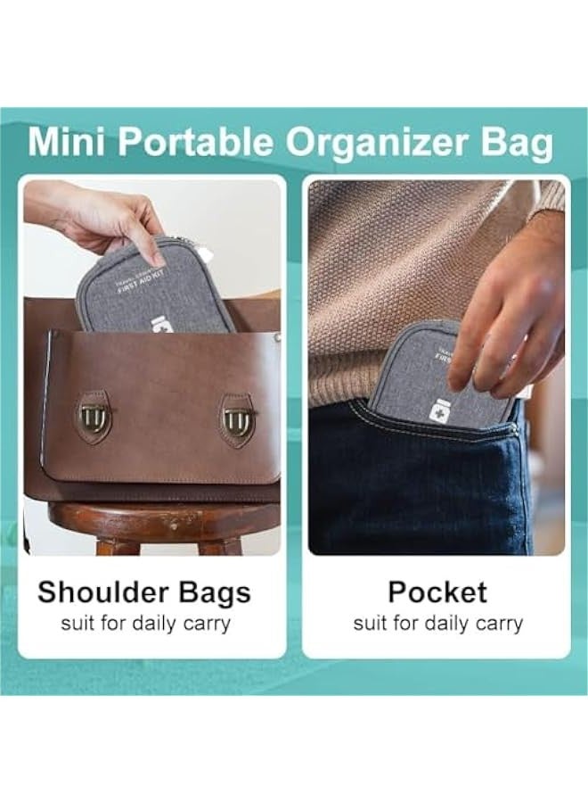 TRASSLE First Aid Kit Bags, 2 Pieces Empty Medicine Bags, First Aid Bag Portable Grey Medical Medicine Bags for Outdoor Camping, Travel, Work - Image 4