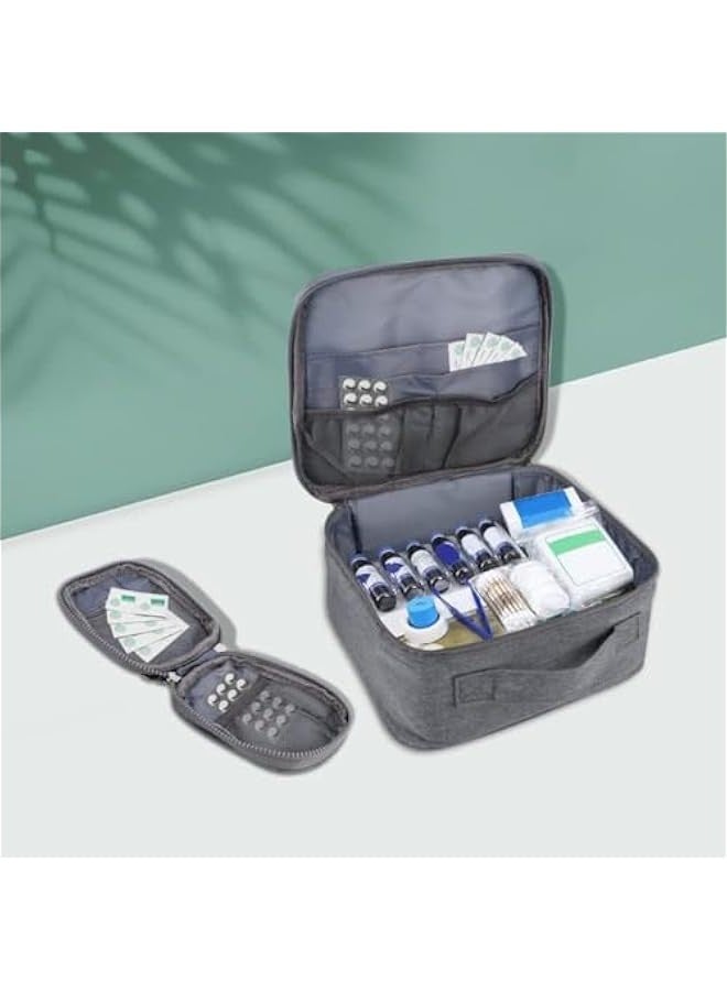 TRASSLE First Aid Kit Bags, 2 Pieces Empty Medicine Bags, First Aid Bag Portable Grey Medical Medicine Bags for Outdoor Camping, Travel, Work - Image 5