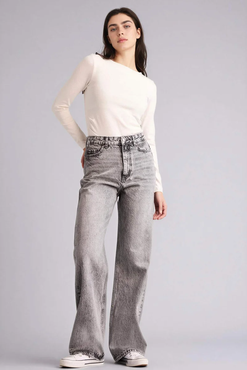ديفاكتو 100% Cotton Straight Fit High Waist Jeans