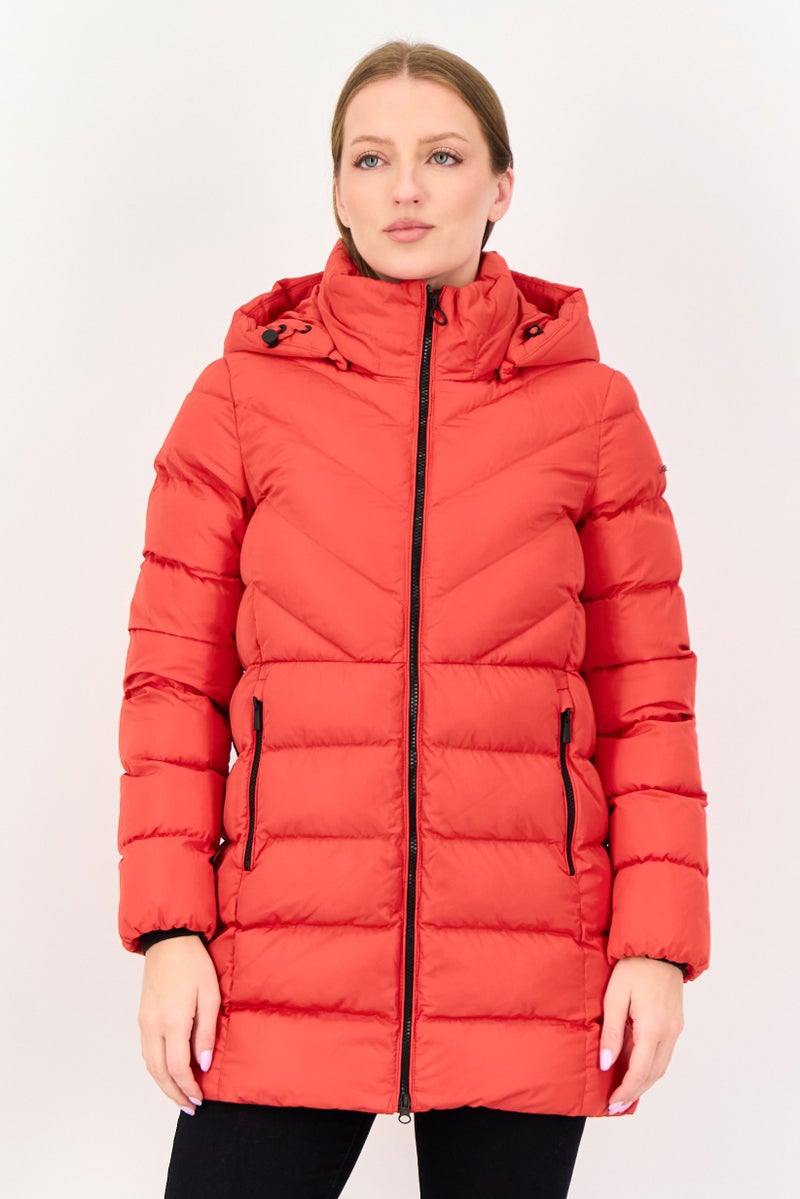 GEOX Women Quilted Puffer Jacket, Red - Image 1