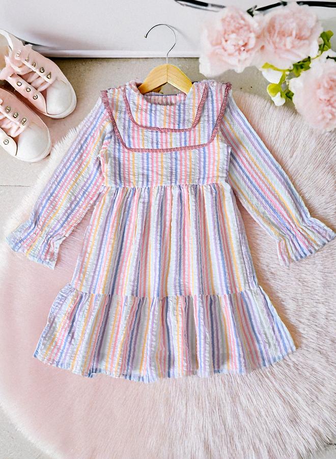 بيلا مودا فستان مخطط بكشكش - Image 1