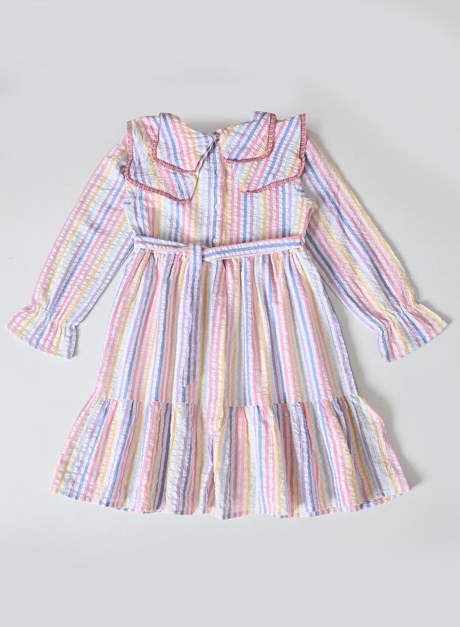 بيلا مودا فستان مخطط بكشكش - Image 3