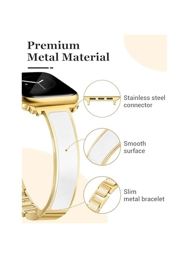 Arabest Fashionable Gold Slim Metal Watch Band Compatible with Apple Watch Series 1-10 for Women - Elegant Jewelry Dress Bracelet Strap - Adjustable Length - 38mm/40mm/41mm/42mm - Stylish Accessory for iWat  - Image 3