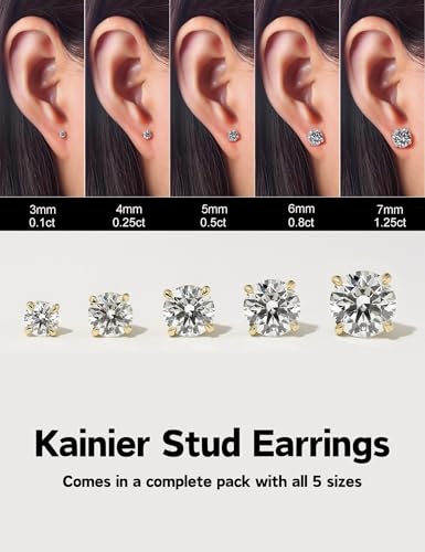 Kainier Women's 5 Pairs CZ Stud Earrings Simulated Diamond Round Warm Gold Plated Cubic Zirconia Hypoallergenic Ear Stud Set（5 Pairs) - Image 2