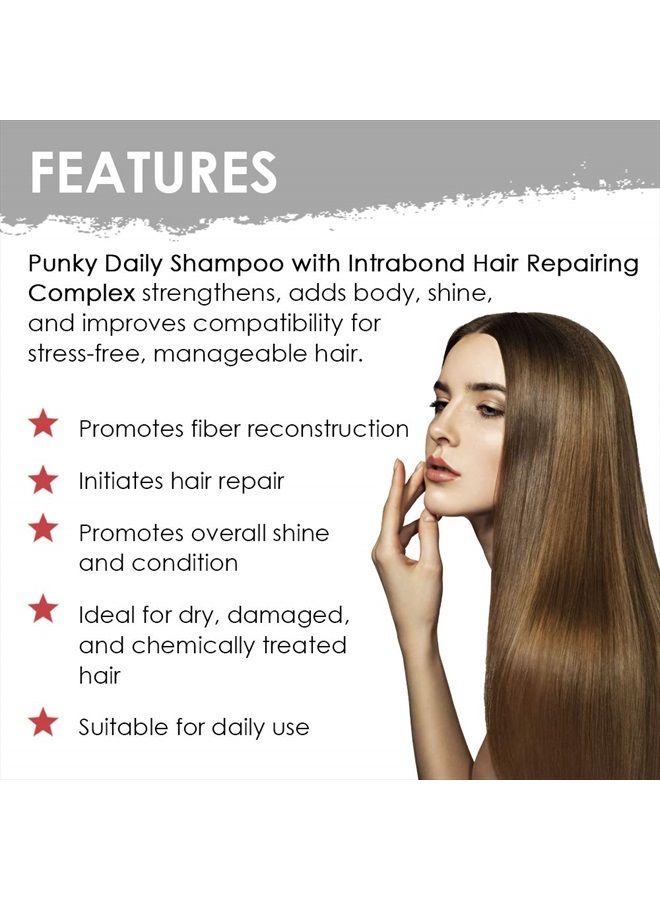 Punky Daily Shampoo with Intrabond Hair Repairing Complex, Anti-Breakage, Strengthening and Color-Safe Formula, Restores Flat and Frizzy Hair, with Natural Extracts, for all Hair Types, 8.5 oz - Image 4