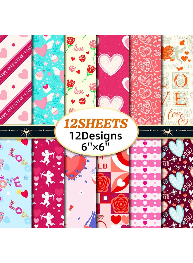 Bluejw 12 Valentine's Day Love Full Of Material Paper Ins Wind Festival Handmade Photo Album Diy Handbook Material Paper - Image 1