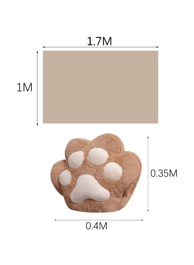 Cute Cat Paw Throw Pillow and Blanket Set, Plush Blanket and Cat Paw Pillow with Hand Warmer Design, Perfect for Nap, Travel, Camping, Home and Office (White) - Image 2