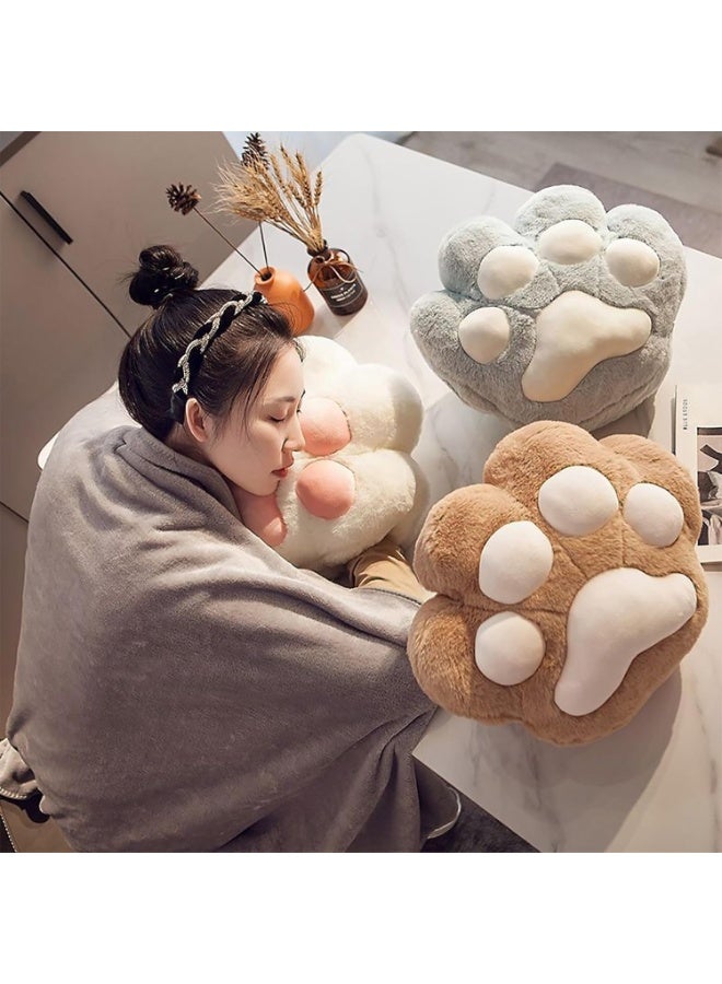 Cute Cat Paw Throw Pillow and Blanket Set, Plush Blanket and Cat Paw Pillow with Hand Warmer Design, Perfect for Nap, Travel, Camping, Home and Office (White) - Image 4