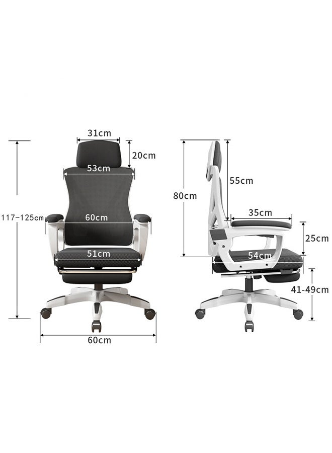 كرسي الألعاب ذات الحجم الكبير مع مساندة القدم القابلة للانسحاب ومساندة الظهر القابلة للتعديل ، دعم القطن والراحة التنفسية النسيج كرسي الكمبيوتر ، كرسي الدراسة ، كرسي المكتب - Image 3